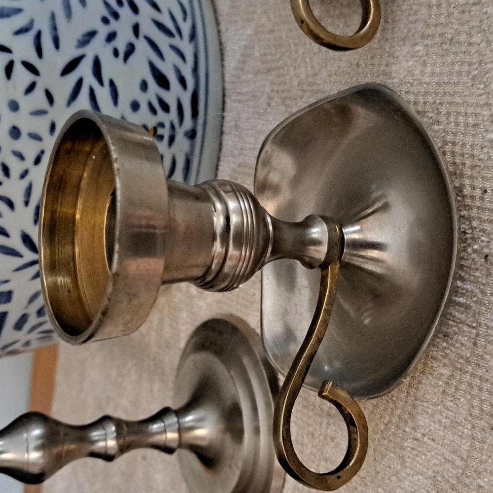 Vintage BRASS Candle Holders LOT - Picture 2 of 5